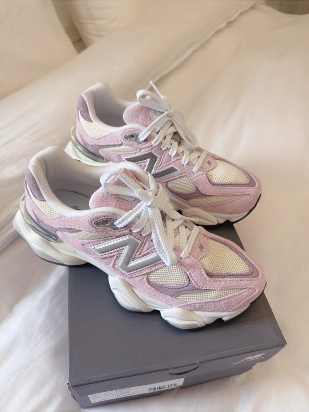New Balance Women's Pink & Cream Mesh Suede Sneakers - Picture 2 of 8